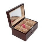 Brown Glossy Wooden Jewelry Storage Gift Box